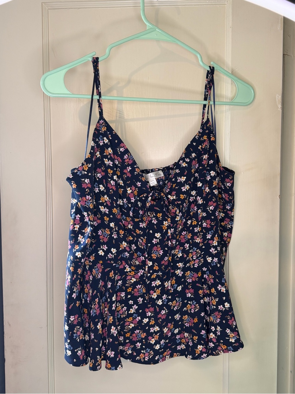 nine britton Navy Floral Smocked Cami Top